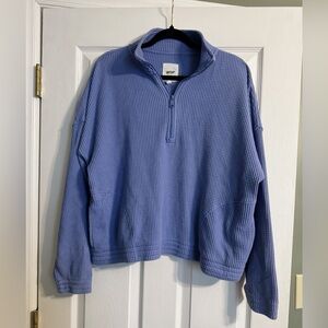 Aerie Waffle Knit Quarter Zip Sweatshirt